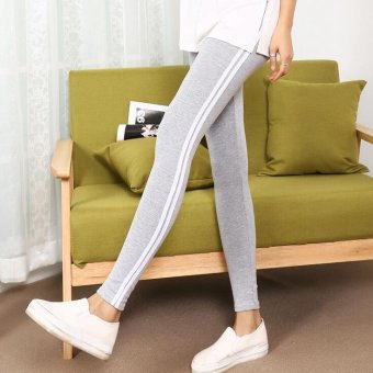 2016 motion stitching big yards Ms. cotton leggings, casual pants( Light Grey) - intl  