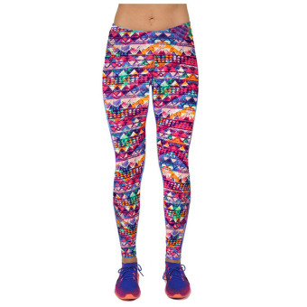 2016 New Arrival 12 Colors Women High Waist Fitness Sports Yoga Pants Floral Printed Elastic Stretch Running Gym Leggings Style 2 - intl  