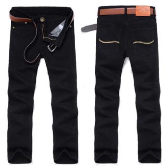 2016 New Arrival Men's Youth Black Casual Fashion Straight Trousers Jeans 27 (black) - intl  