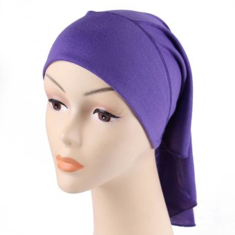 2016 new fashion Hot Sale Women's White Polyester Cotton Hijab Underscarf Caps Muslim Head Cover Scarf purple  