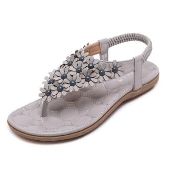 2016 New Summer Boho Women Flat Sandals Flip Flop Shoes (Grey) - intl  