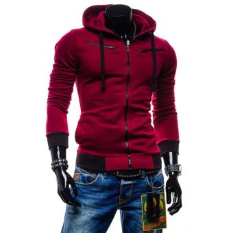 2017 Autumn Men Cardigan Hoodies Jacket Brand Fashion Wear Hoodies Men's Casual Slim Sport Hooded Zipper Hoodie (Red) - intl  