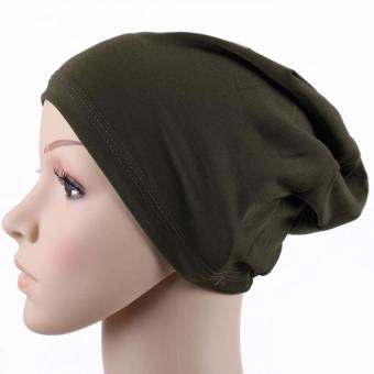 2017 Beautiful And Fitness Hijab Islamic Head Cover Muslim Hat Bonnet Caps Mini Ninja Underscarf Dark green (Intl) - Intl  