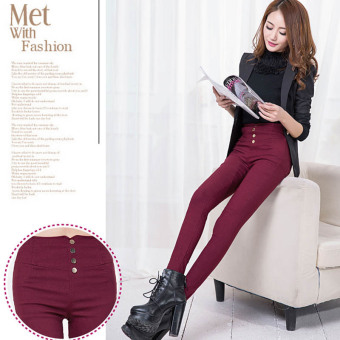 2017 Fashion New Summer Elegant Women's OL Work Wear Slim Stretch Pencil Pants Trousers Leggings For Women/Female 3XL(Wine Red) - intl  