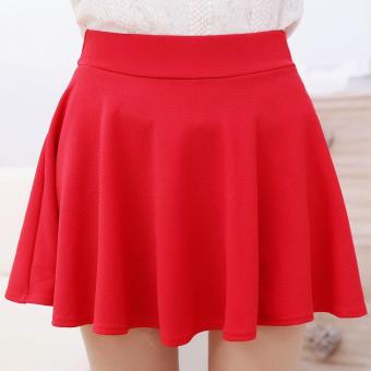 2017 High Quality spring and summer new half skirt candy color anti-emptied sun dress women's pajamas skirt (Red) - intl  