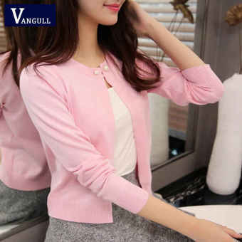 2017 high quality Spring autumn sweater women cardigan sweater Solid color One button women's cashmere sweater(pink) - intl  