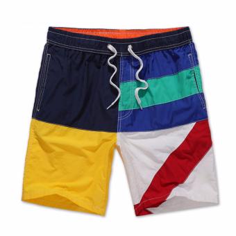 2017 Men Short Sleeve Beach Shorts Men Swimwear Men Boardshorts Men Short Board Short Sleeve Bermuda Pants (Blue) - intl  
