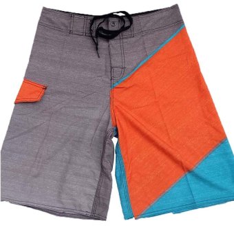 2017 Men Short Sleeve Beach Shorts Men Swimwear Men Boardshorts Men Short Board Short Sleeve Bermuda Pants (Grey) - intl  