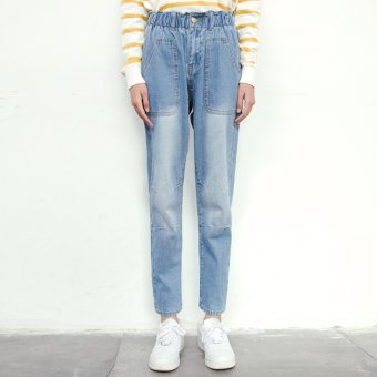 elasticated waist denim trousers