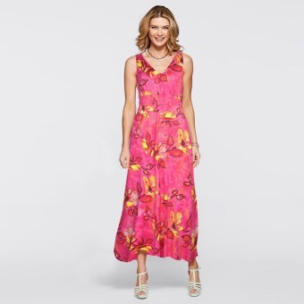 2017 New Spring Fashion Print Tunic Sleeveless Maxi Dress Women's Casual Retro Long Dresses(H) - intl  