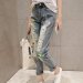 2017 New Women's Fashion Cartoon Patchwork Jeans Korean Bleached Washed Denim Pants Student Casual Pencil Pants Harem Pants Trouser - intl  