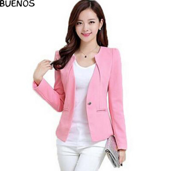 2017 Spring Women Slim Blazer Coat New Fashion Casual Jacket Long Sleeve One Button Suit Ladies Blazers Work Wear M(pink) - intl  