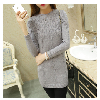 2017 Women Fashion Autumn Winter O Neck Ladies Knit Sweater Jumper Pullover Tops Gray - intl  