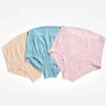 3 Pcs Maternity Underwear Panty Brief for Pregnant Women Pure Cotton High Waist Belly Support Pregnancy Clothing Bottom Pants (Pink Blue Brown) - intl  
