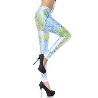 360WISH New Fashion Sexy Women’s World Map Printing Tights Leggings Pencil Pants L - intl  
