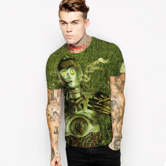 3D Robot Digital Printing Wild Short-sleeve T-Shirt Men Loose Casual T-Shirt (Intl)  