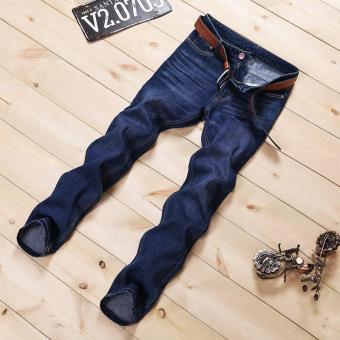 501 Autumn Winter NEW Male Dark Blue Skinny Jeans Shorts Men's Clothing Trend Slim Small Trousers Male Casual Trousers Large Size 28-38 - intl  