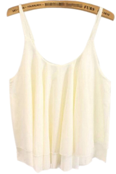 8857 Womens Vest Slings Sleeveless Chiffon Loose Tops (White)  