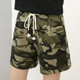 AB D1707_AG2 Female New Leisure Comfortable Sports Outdoor Camouflage Shorts (Army Green) - intl  
