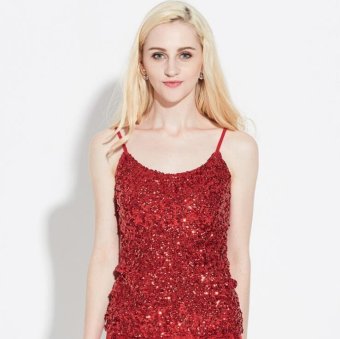 AB R014 _R Female Fashion Popular Sexy Sequins Camisoles (Red) - intl  