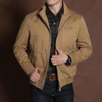 AFS JEEP Battlefield Men Jean Jacket Mens Mandarin Collar Cotton Jacket Coat 8532 –Khaki - intl  