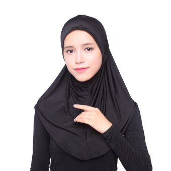 Agapeon Muslim Hijab Ice Silk Instant Tudung Black  