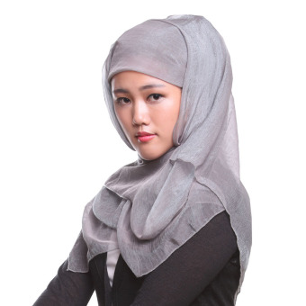 Agapeon Muslim Hijab Silk-feel Shawl Scarf Grey  