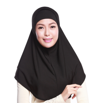 Agapeon Muslim Two piece Hijab Tudung Cotton&Linen Black  