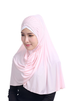 Agapeon New Fashion Muslim Instant Hijab Ice Silk Tudung(Pink)  