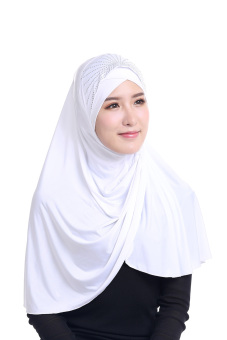 Agapeon New Fashion Muslim Instant Hijab Ice Silk Tudung(White)  