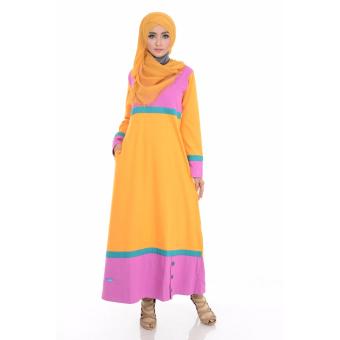 Alnita AG-01 Baju Muslim Baju Hijab Baju Muslim Modern Wanita Baju Muslim Gamis Dress Kaos Kuning Kunyit  