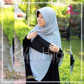 Alwa Hijab Jilbab Segi Empat Bolak Balik Premium Bergaransi - Hitam dan Abu Muda  