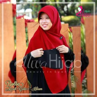 Alwa Hijab Jilbab Segi Empat Bolak Balik Premium Bergaransi - Merah Cabe dan Hitam  