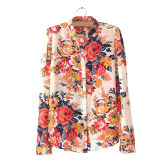 Amart Retro Floral Print Puff Sleeve Chiffon Shirt Blouses Fashion Top - Intl  