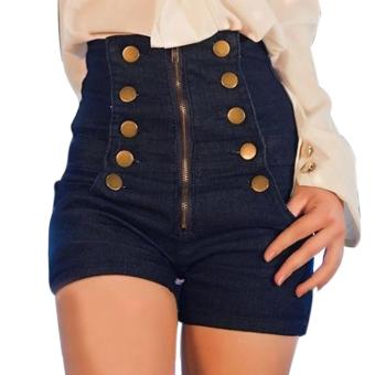 Amart Women Jeans High Waist Short Denim Shorts Slim Fit Casual Double Buttons Zipper Pants - intl  