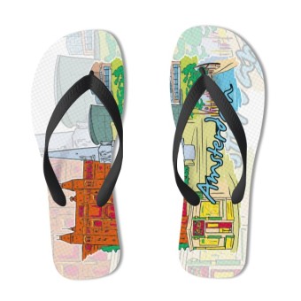 Amsterdam Vintage Illustration Flip Flops Design Fashion Slippers Durable Rubber Easy Slip-on Lifestyle Sandals - Intl  