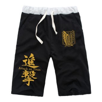 Anime Attack On Titan Short Pants Trousers AOT Unisex Casual Cosplay(Gold) (Intl)  