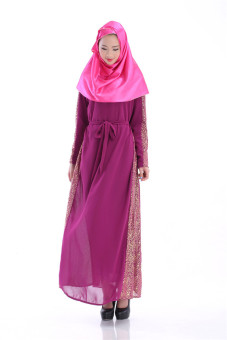 "''""''''ANNEYEP Women''''s Lace Sleeve Islamic dress Kaftan Muslim Maxi Dress (Purple)''''""''"' - intl  