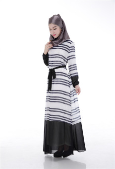 "''""''''ANNEYEP Women''''s Lace Sleeve Stripe Kaftan Muslim Maxi Dress (Blue)''''""''"' - intl  