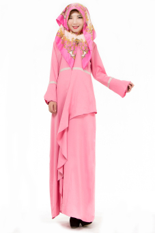 "''""''''ANNEYEP Women''''s Long Sleeve Lotus Leaf Kaftan Muslim Maxi Dress (Pink)''''""''"' - intl  
