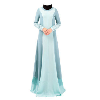 Aooluo 2016 Malaysia Muslim Women's Clothing The Dress Color Matching Robes The hui Nationality Clothing(Shallow blue) - intl  