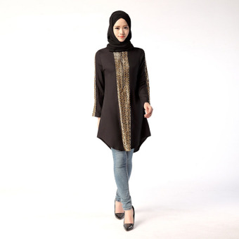 Aooluo 2016 Summer Muslim Women's Medium long shirt Large size (Black) - intl  