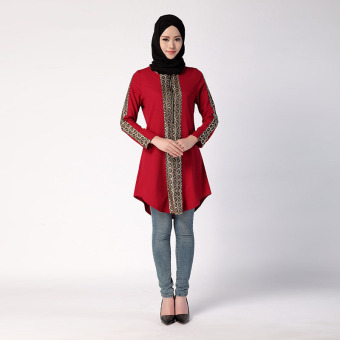 Aooluo 2016 Summer Muslim Women's Medium long shirt Large size (Red) - intl  