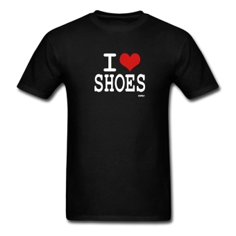 AOSEN FASHION Creative Men's I Love Shoes T-Shirts Black  