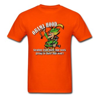 AOSEN FASHION Creative Men's Obama Hood T-Shirts Orange  