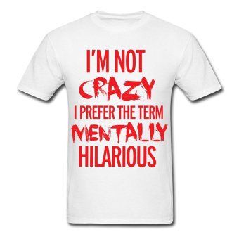 AOSEN FASHION Custom Printed Men's Not Crazy T-Shirts White  