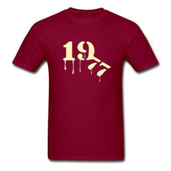 AOSEN FASHION Customize Men's 1977 Birthday Year T-Shirts Burgundy  