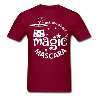 AOSEN FASHION Designed Men's Ask Me About My Magic Mascara T-Shirts Burgundy  