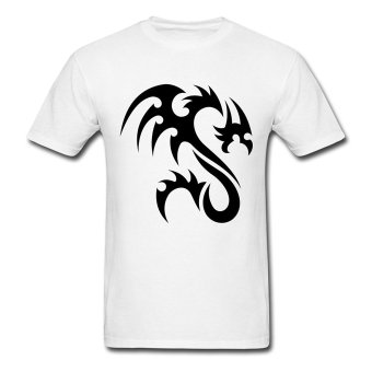 AOSEN FASHION Designed Men's Tribal Dragon T-Shirts White  