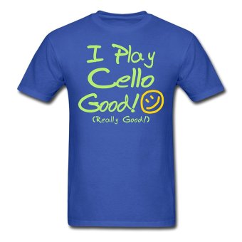 AOSEN FASHION Funny Cotton Men's I Play Cello Good T-Shirts Royal Blue  